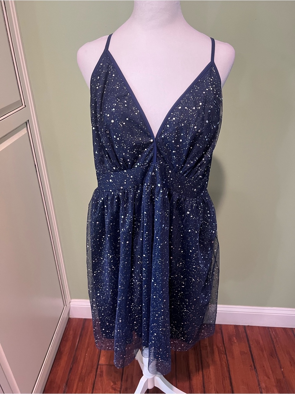 SHEIN Navy Starry Sparkle Mini Dress